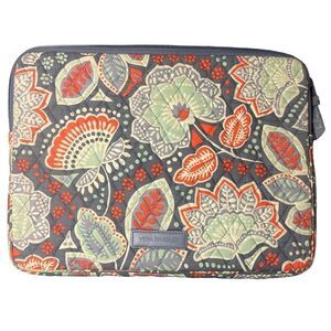 Vera Bradley Laptop Sleeve Floral Grey and Orange